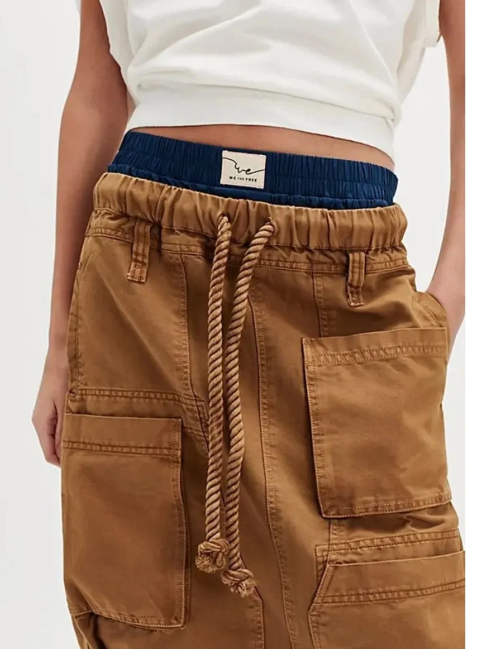NEW w/tags! Free  People Tobacco Cargo Knee-Length Skirt L 12